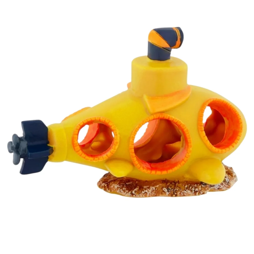 Aqua Culture Yellow Glow‎ in Dark Submarine Aquarium Ornament Fish Tank Decor
